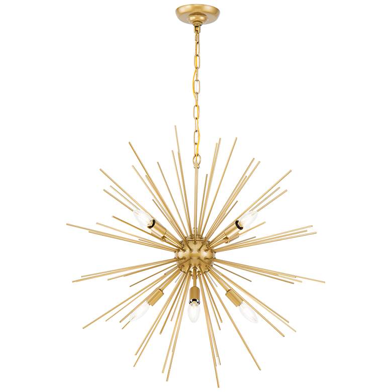 Image 5 Elegant lighting Timber 30" Wide Brass 8-Light Sputnik Pendant more views