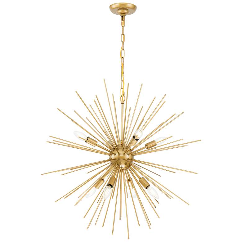 Image 6 Elegant lighting Timber 30" Wide Brass 8-Light Sputnik Pendant more views