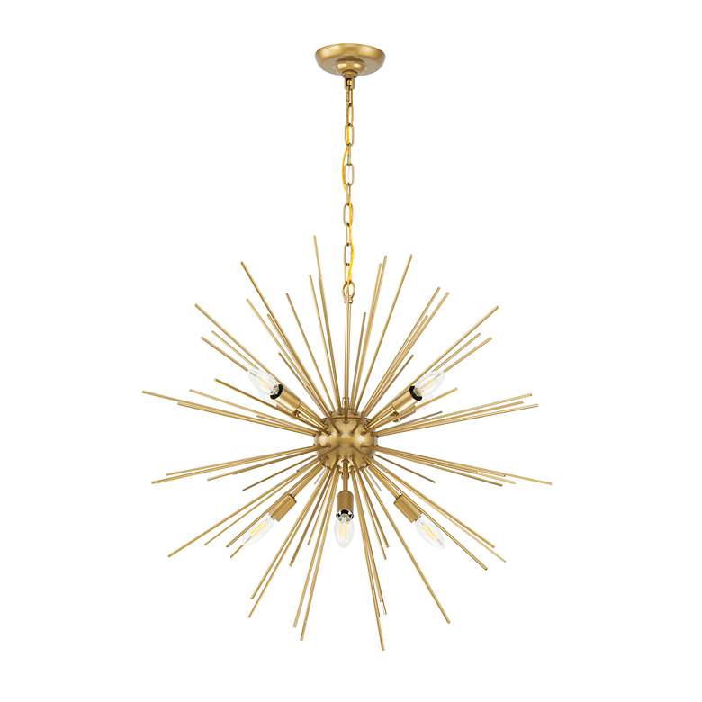 Image 7 Elegant lighting Timber 30" Wide Brass 8-Light Sputnik Pendant more views