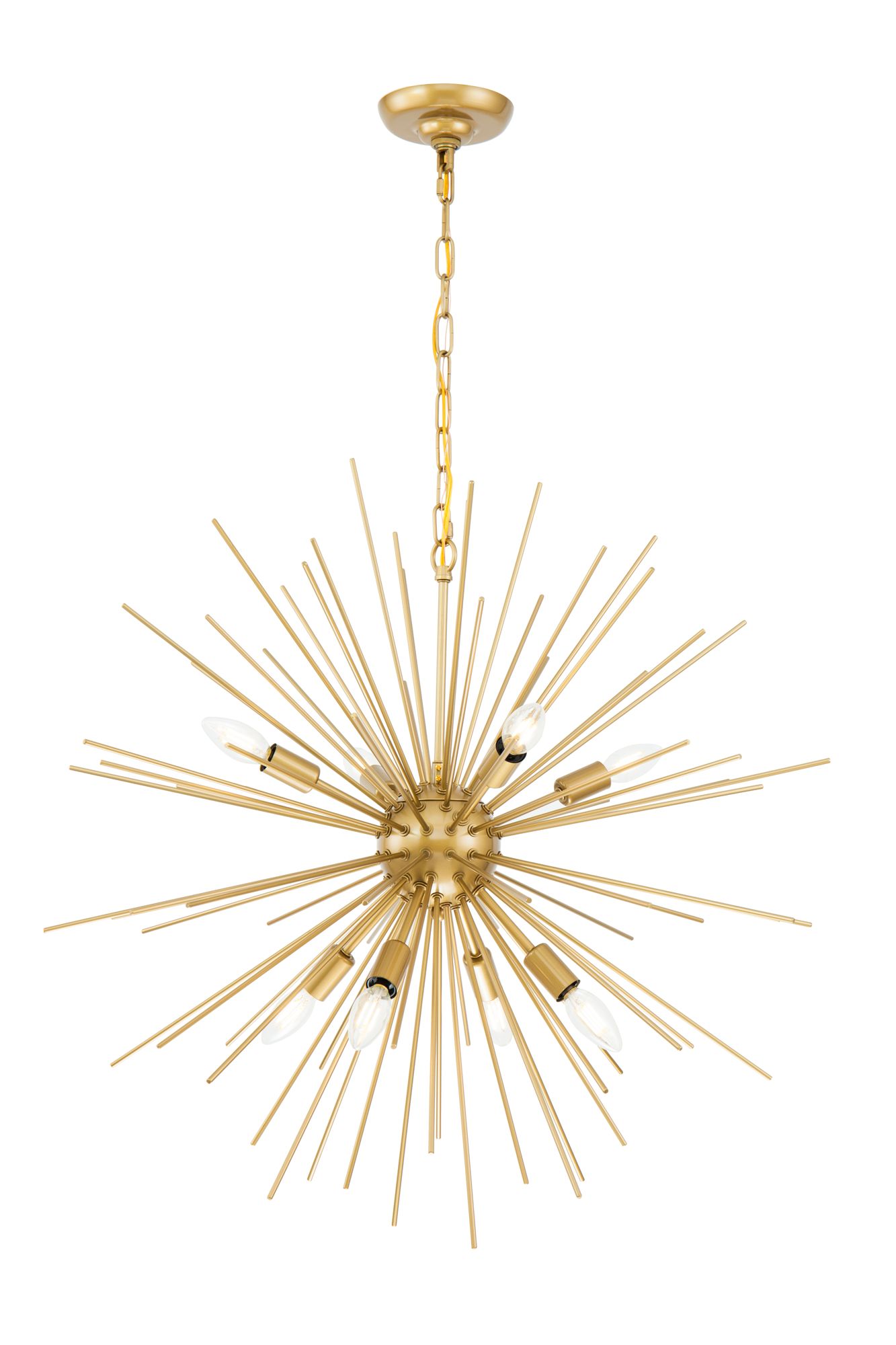 Elegant lighting Timber 30" Wide Brass 8-Light Sputnik Pendant in scene