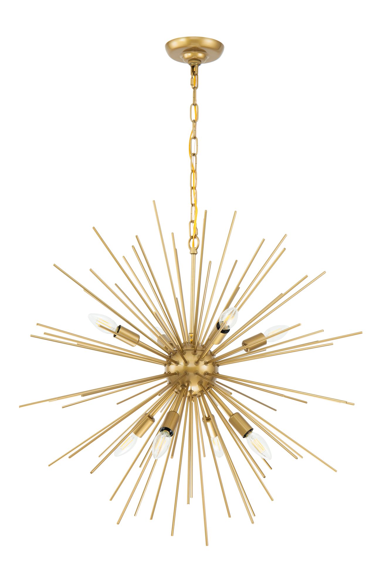Elegant lighting Timber 30" Wide Brass 8-Light Sputnik Pendant in scene
