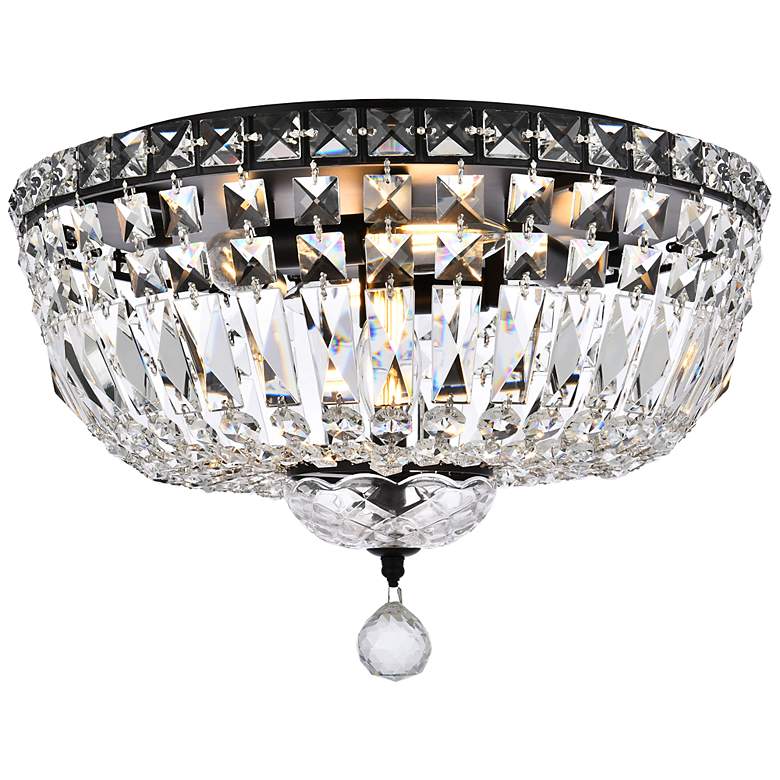 Image 2 Elegant Lighting Tranquil 16" Black and Crystal Ceiling Light