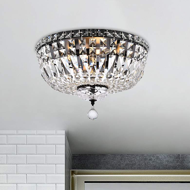 Image 1 Elegant Lighting Tranquil 16" Black and Crystal Ceiling Light