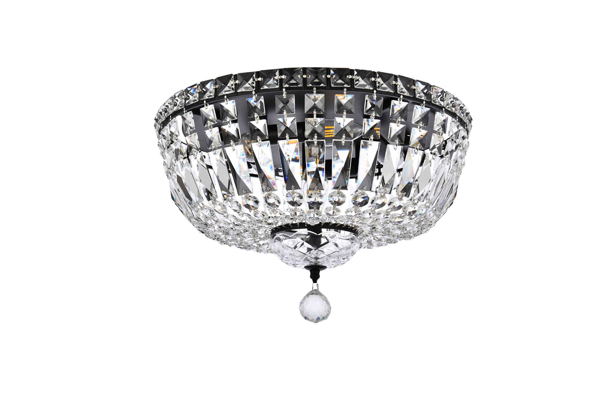 Elegant Lighting Tranquil 16" Black and Crystal Ceiling Light