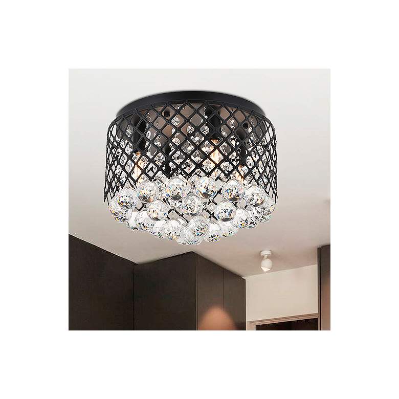 Image 1 Elegant Lighting Tully 13 1/2" 4-Light Flush Mount Black Ceiling Light