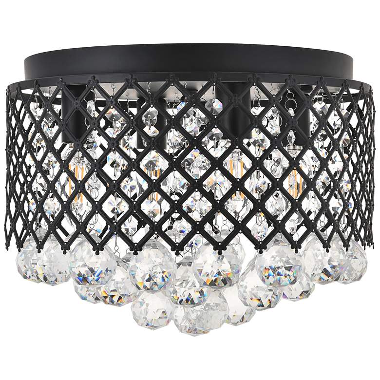 Image 4 Elegant Lighting Tully 13 1/2" 4-Light Flush Mount Black Ceiling Light more views