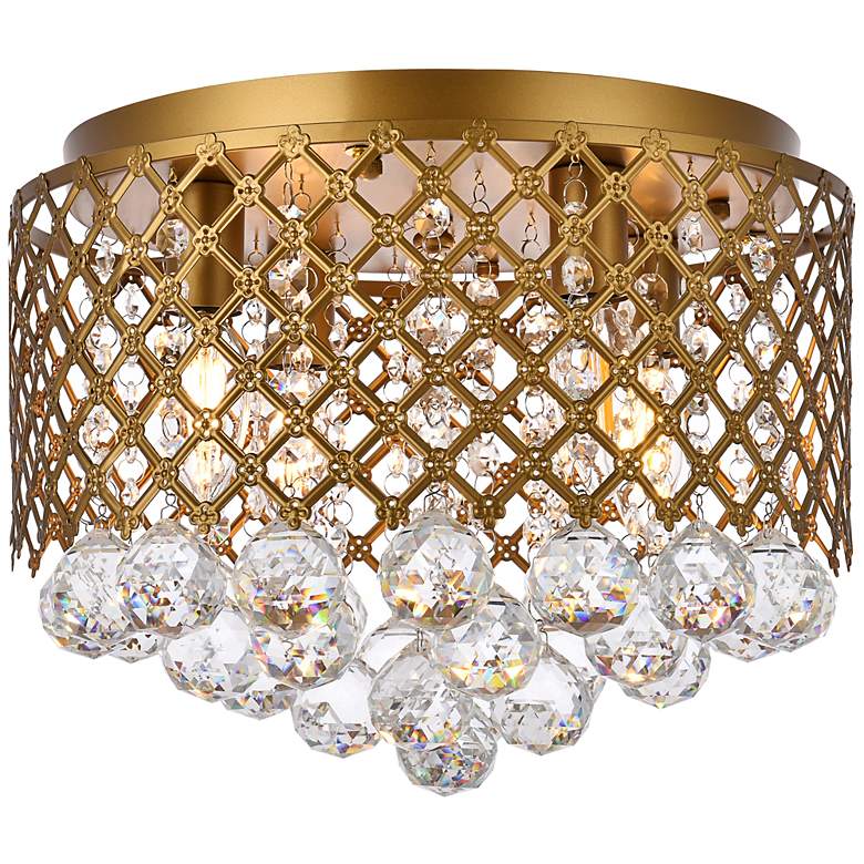 Image 2 Elegant Lighting Tully 13 1/2" 4-Light Flush Mount Brass Ceiling Light