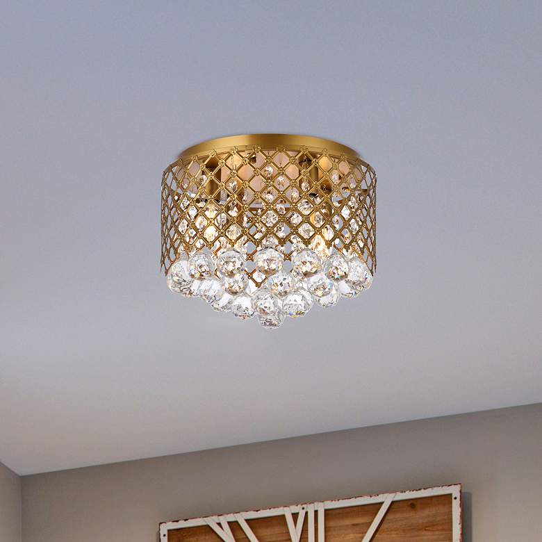 Image 1 Elegant Lighting Tully 13 1/2" 4-Light Flush Mount Brass Ceiling Light