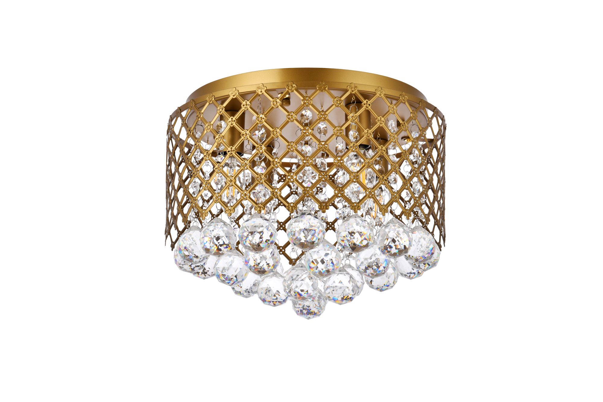 Elegant Lighting Tully 13 1/2" 4-Light Flush Mount Brass Ceiling Light