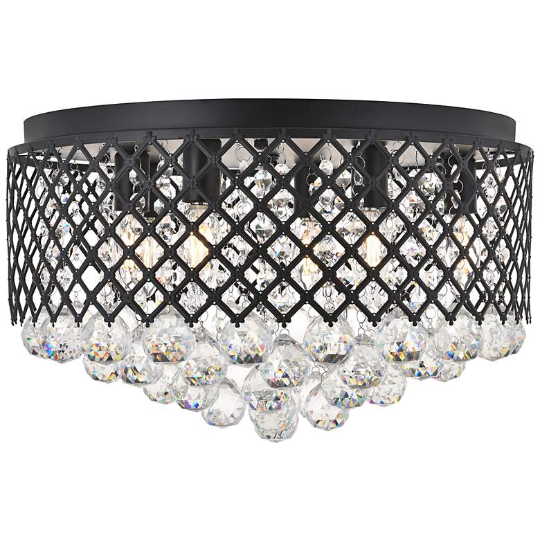 Image 2 Elegant Lighting Tully 18" Black 6-Light Flush Mount Ceiling Light