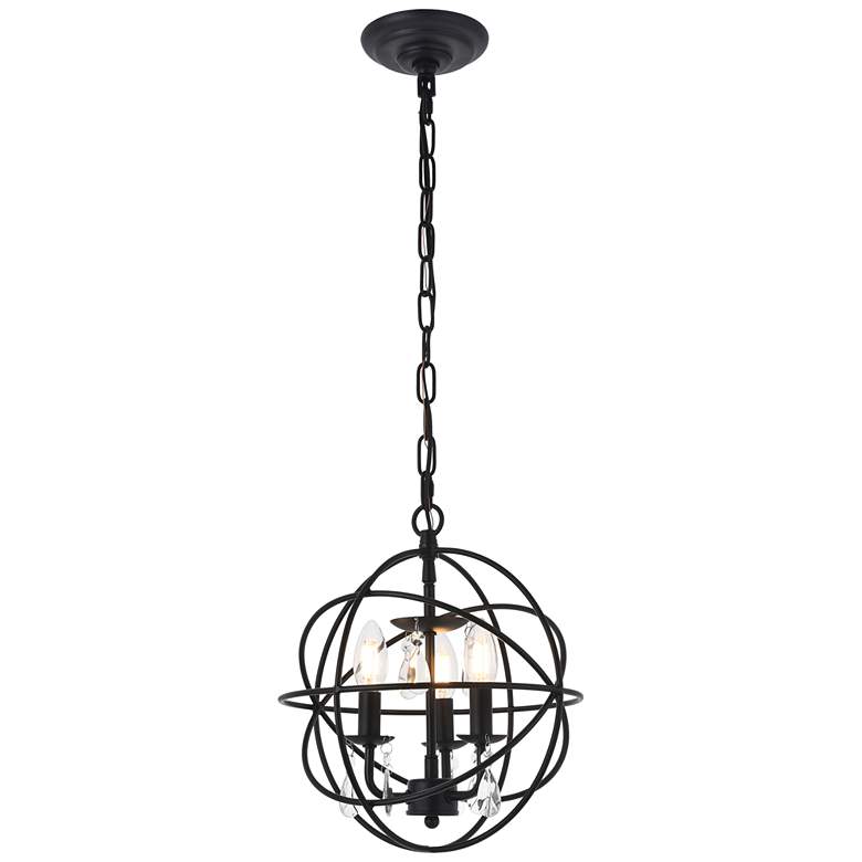 Image 1 Elegant Lighting Wallace 12" Wide 3-Light Matte Black Orb Pendant