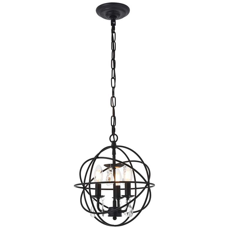 Image 1 Elegant Lighting Wallace 12 inch Wide 3-Light Matte Black Orb Pendant