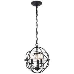Elegant Lighting Wallace 12" Wide 3-Light Matte Black Orb Pendant