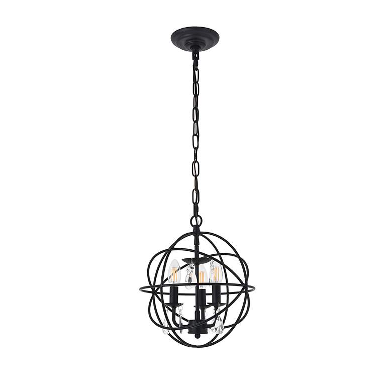 Image 3 Elegant Lighting Wallace 12" Wide 3-Light Matte Black Orb Pendant more views