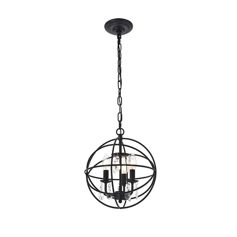 Image 4 Elegant Lighting Wallace 12" Wide 3-Light Matte Black Orb Pendant more views