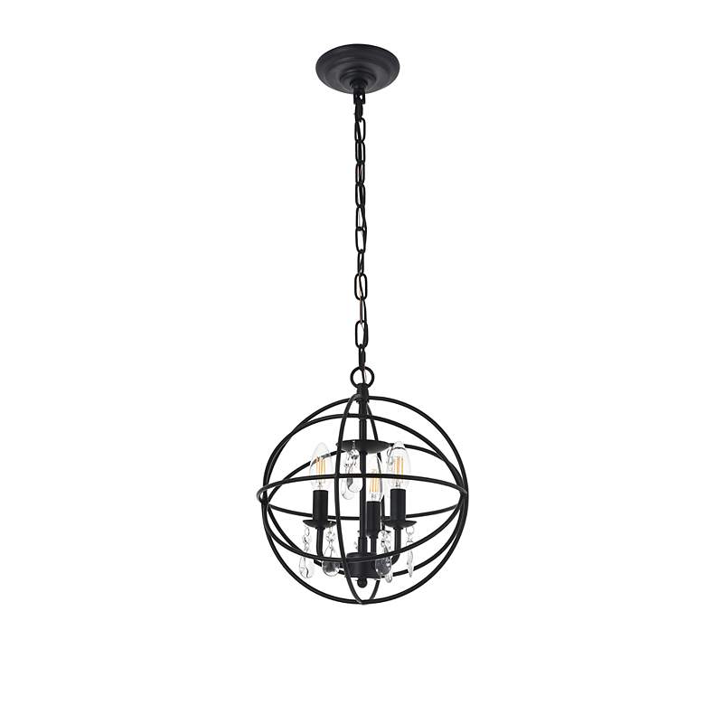 Image 5 Elegant Lighting Wallace 12" Wide 3-Light Matte Black Orb Pendant more views