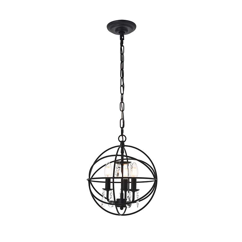 Image 6 Elegant Lighting Wallace 12" Wide 3-Light Matte Black Orb Pendant more views