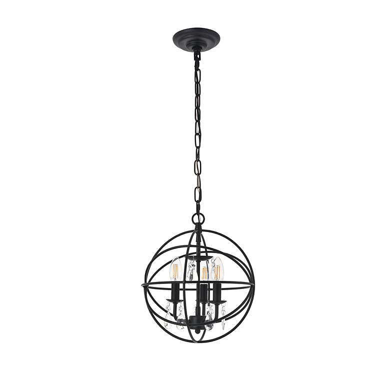 Image 7 Elegant Lighting Wallace 12" Wide 3-Light Matte Black Orb Pendant more views
