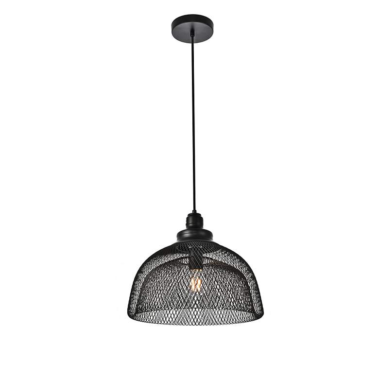 Image 5 Elegant Lighting Warren 13 1/2" Wide Double Black Mesh Pendant more views