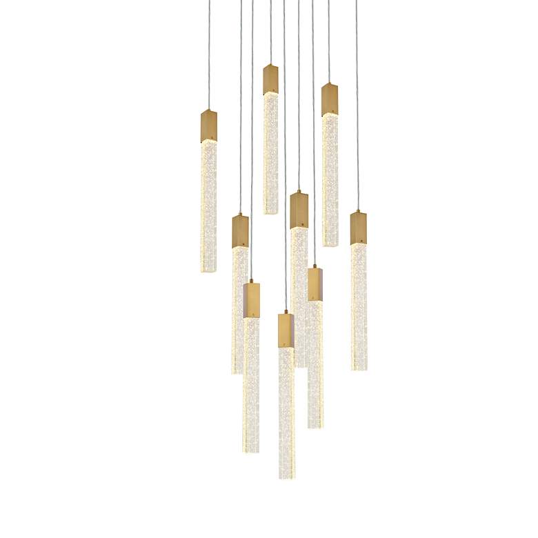 Image 5 Elegant Lighting Weston 20" Satin Gold Crystal LED Multi-Light Pendant more views