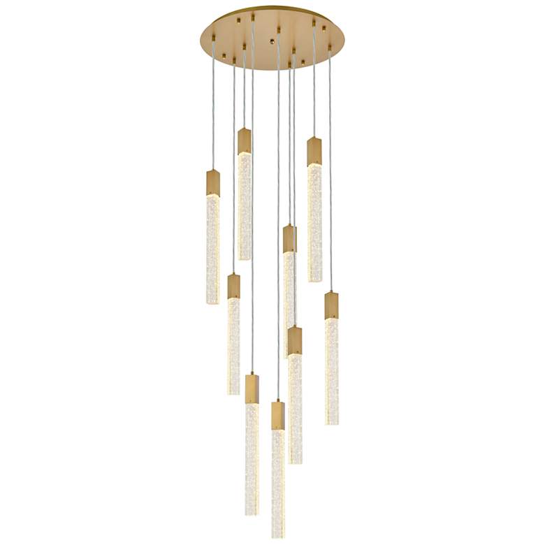 Image 3 Elegant Lighting Weston 24" Wide Satin Gold LED Multi-Light Pendant