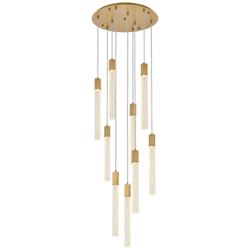 Elegant Lighting Weston 24" Wide Satin Gold LED Multi-Light Pendant