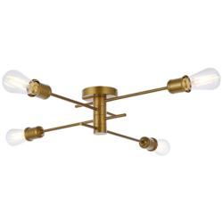 Elegant Lighting Xavier 26" Wide Brass 4-Arm Modern Ceiling Light