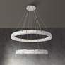 Elegant Monroe 42" Chrome 2-Tier Modern Crystal Ring LED Chandelier