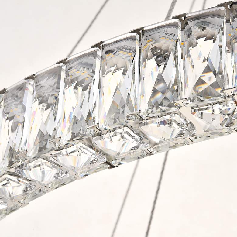 Image 5 Elegant Monroe 42" Chrome 2-Tier Modern Crystal Ring LED Chandelier more views