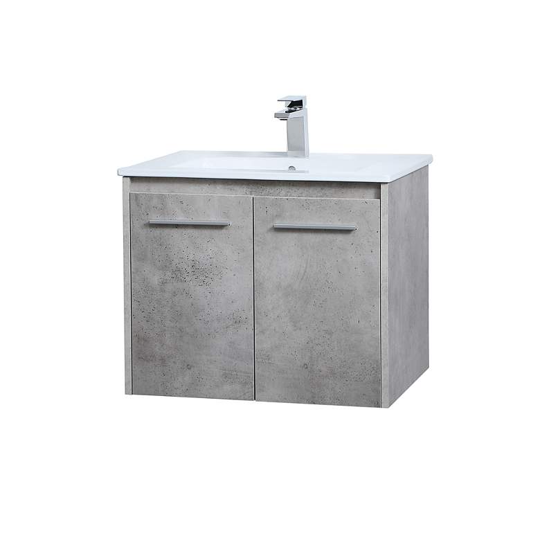 Image 7 Elegant Rasina 24 In. Bathroom Floating Vanity in Concrete Grey more views