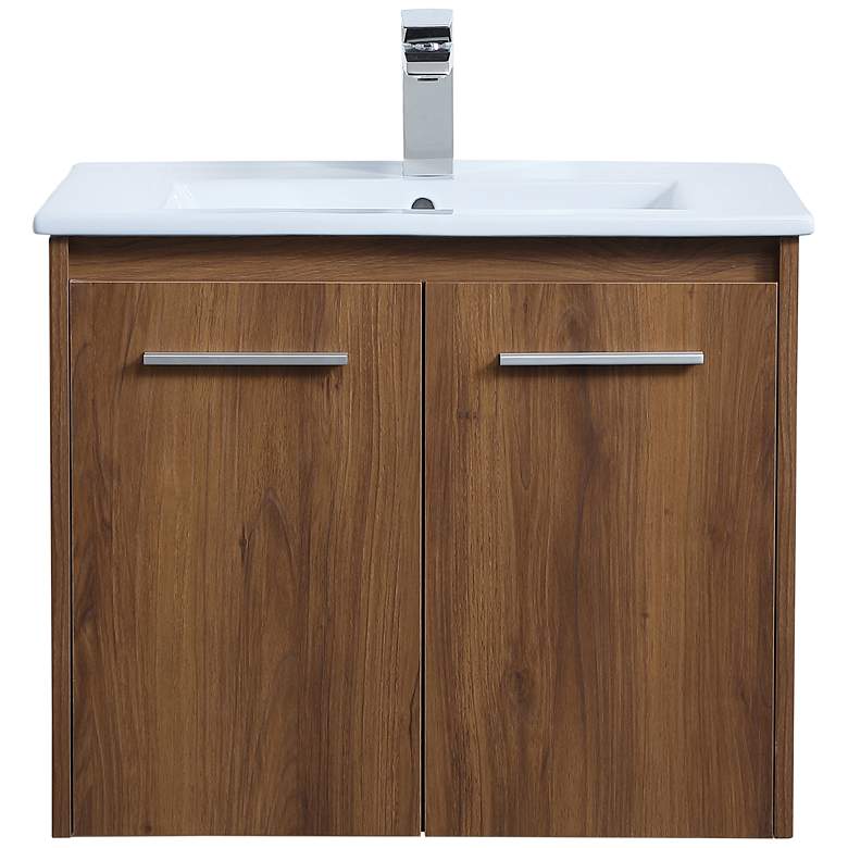 Image 2 Elegant Rasina 24 In. Bathroom Floating Vanity in Walnut Brown
