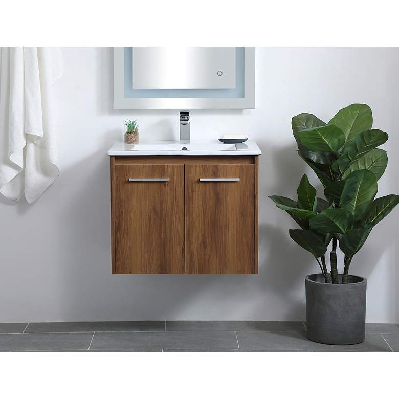 Image 3 Elegant Rasina 24 In. Bathroom Floating Vanity in Walnut Brown more views