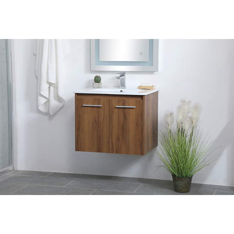 Image 4 Elegant Rasina 24 In. Bathroom Floating Vanity in Walnut Brown more views
