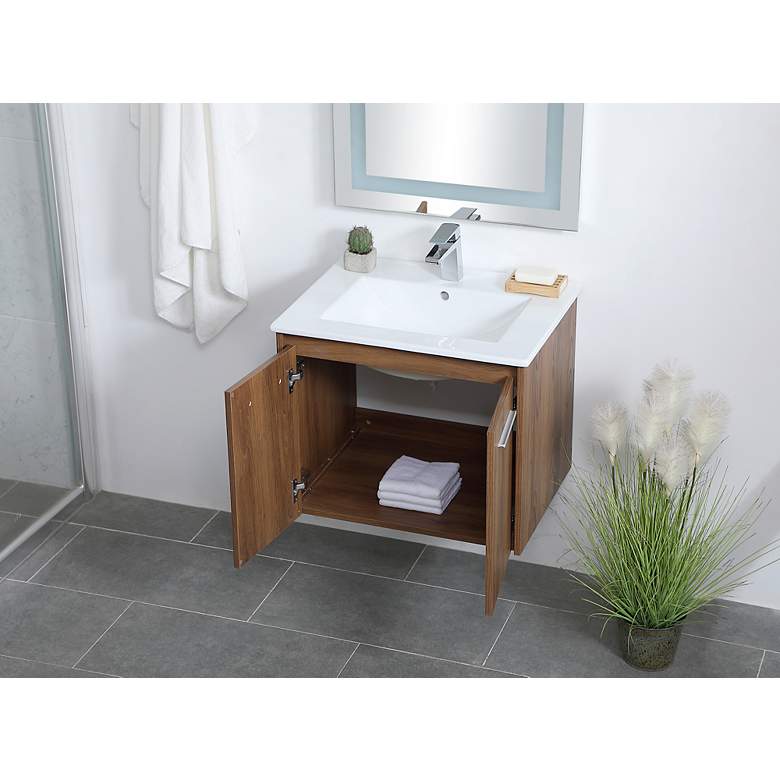 Image 5 Elegant Rasina 24 In. Bathroom Floating Vanity in Walnut Brown more views