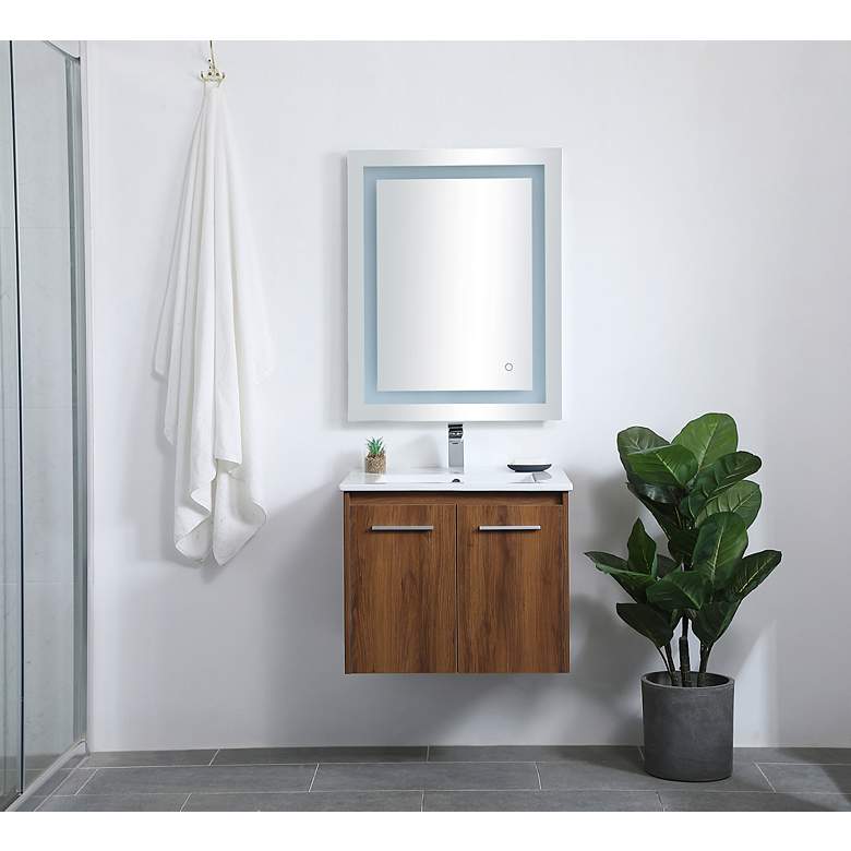 Image 7 Elegant Rasina 24 In. Bathroom Floating Vanity in Walnut Brown more views