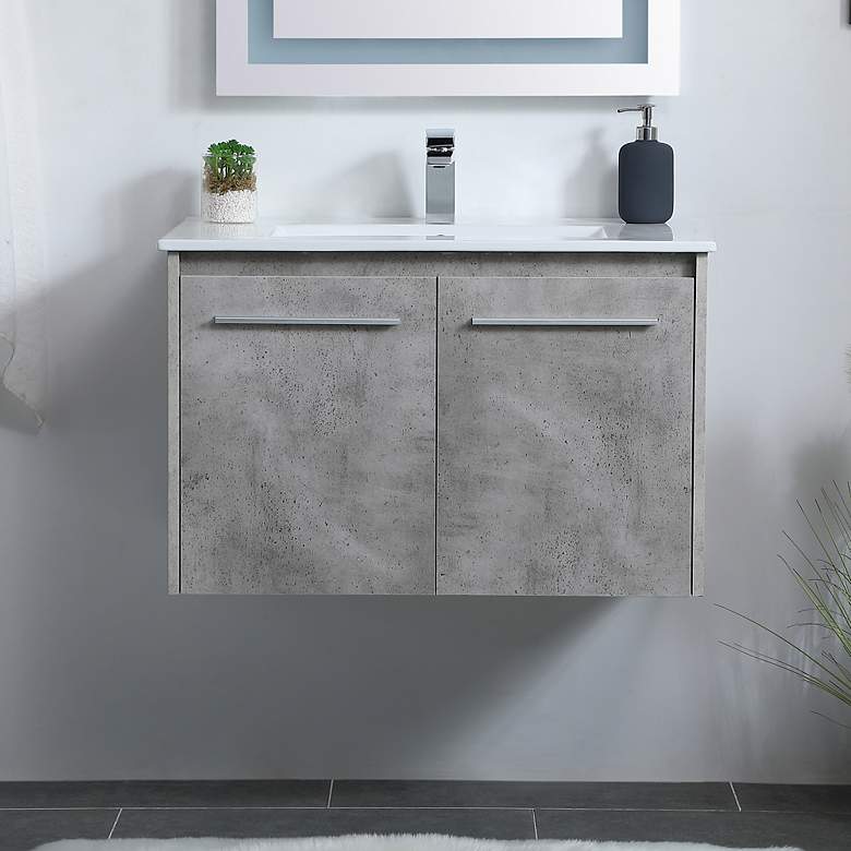 Image 1 Elegant Rasina 30 In. Bathroom Floating Vanity In Concrete Grey
