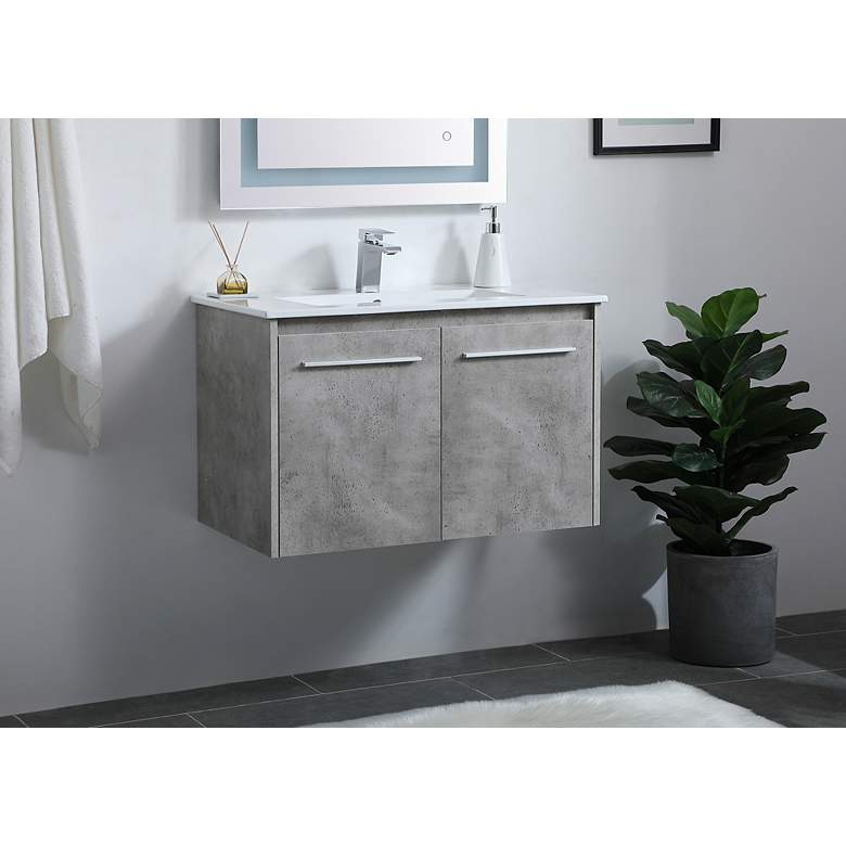 Image 3 Elegant Rasina 30 In. Bathroom Floating Vanity In Concrete Grey more views