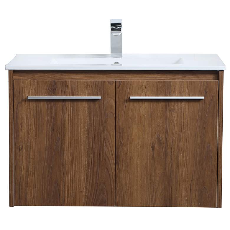 Image 1 Elegant Rasina 30 In. Bathroom Floating Vanity In Walnut Brown