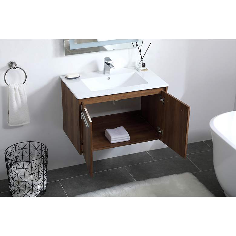Image 4 Elegant Rasina 30 In. Bathroom Floating Vanity In Walnut Brown more views