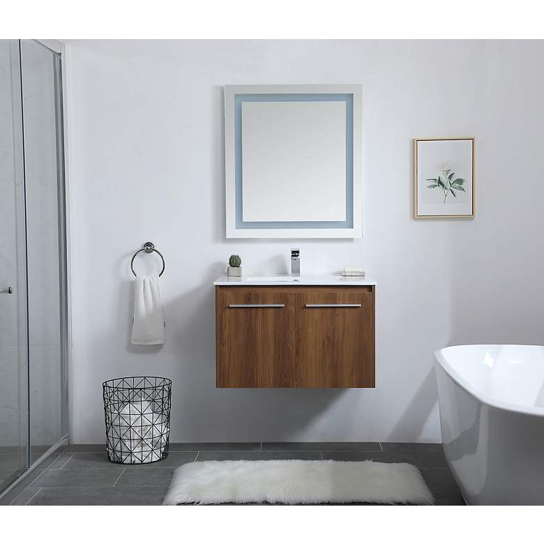 Image 6 Elegant Rasina 30 In. Bathroom Floating Vanity In Walnut Brown more views
