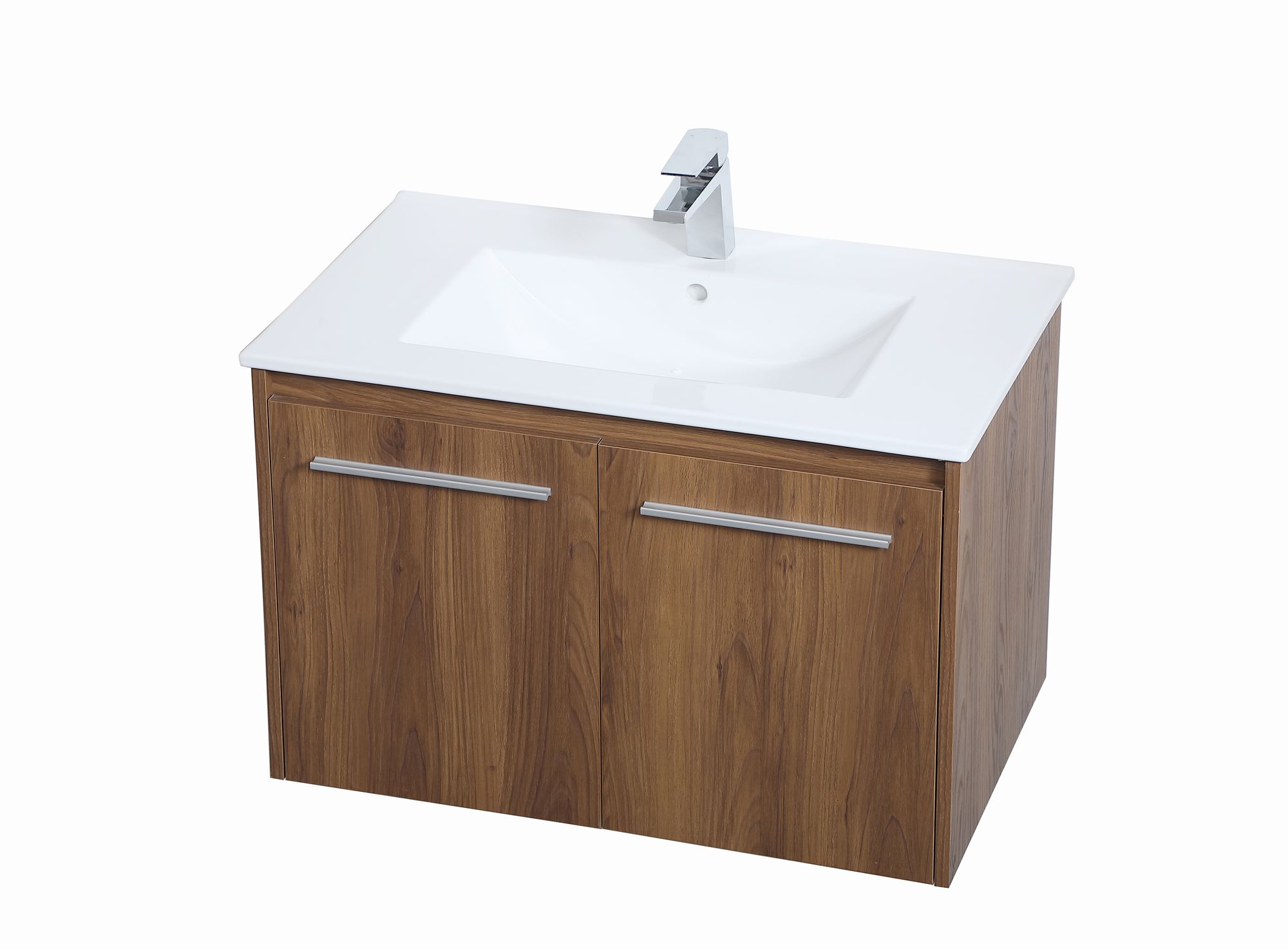 Elegant Rasina 30 In.  Bathroom Floating Vanity In Walnut Brown