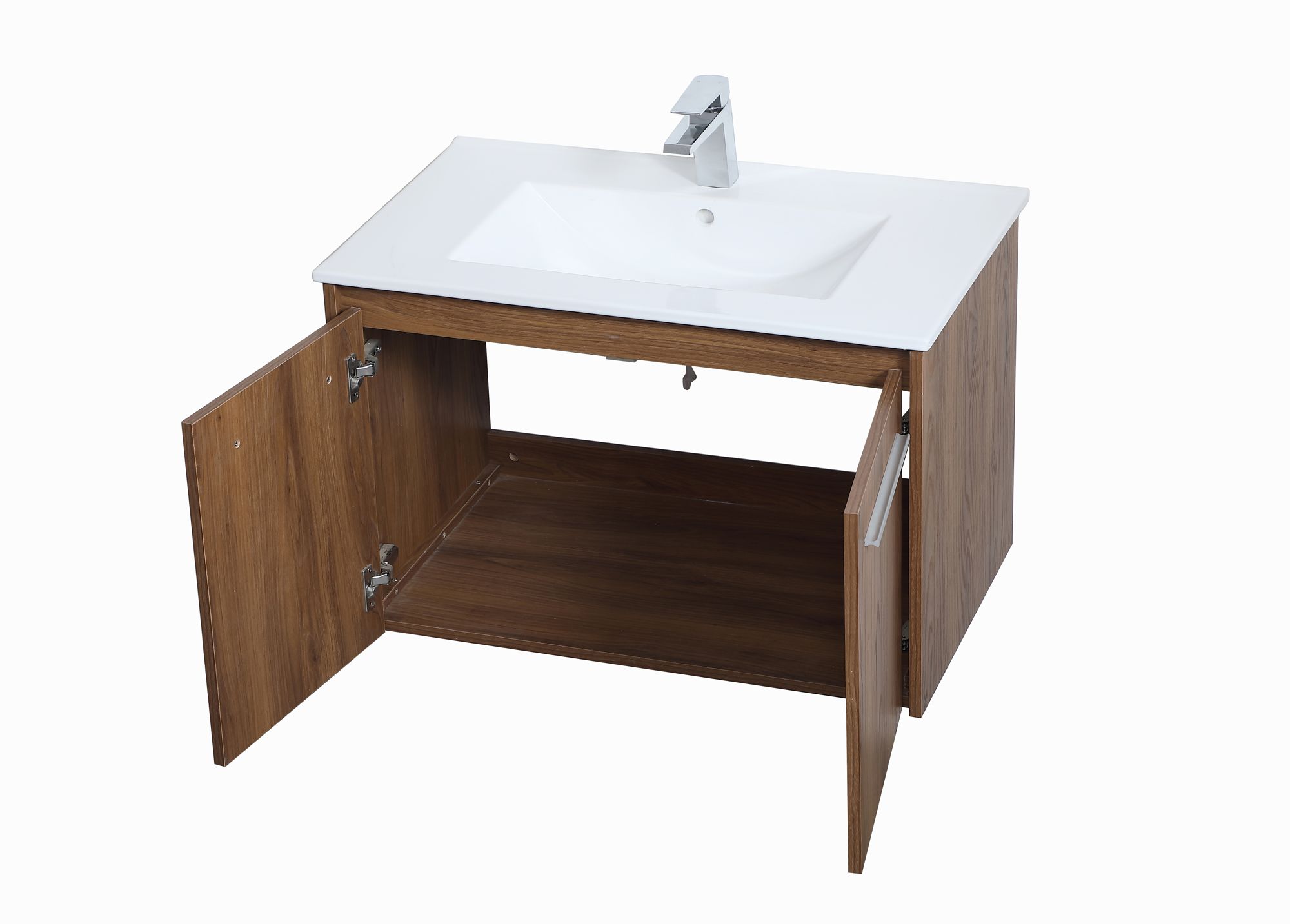Elegant Rasina 30 In.  Bathroom Floating Vanity In Walnut Brown