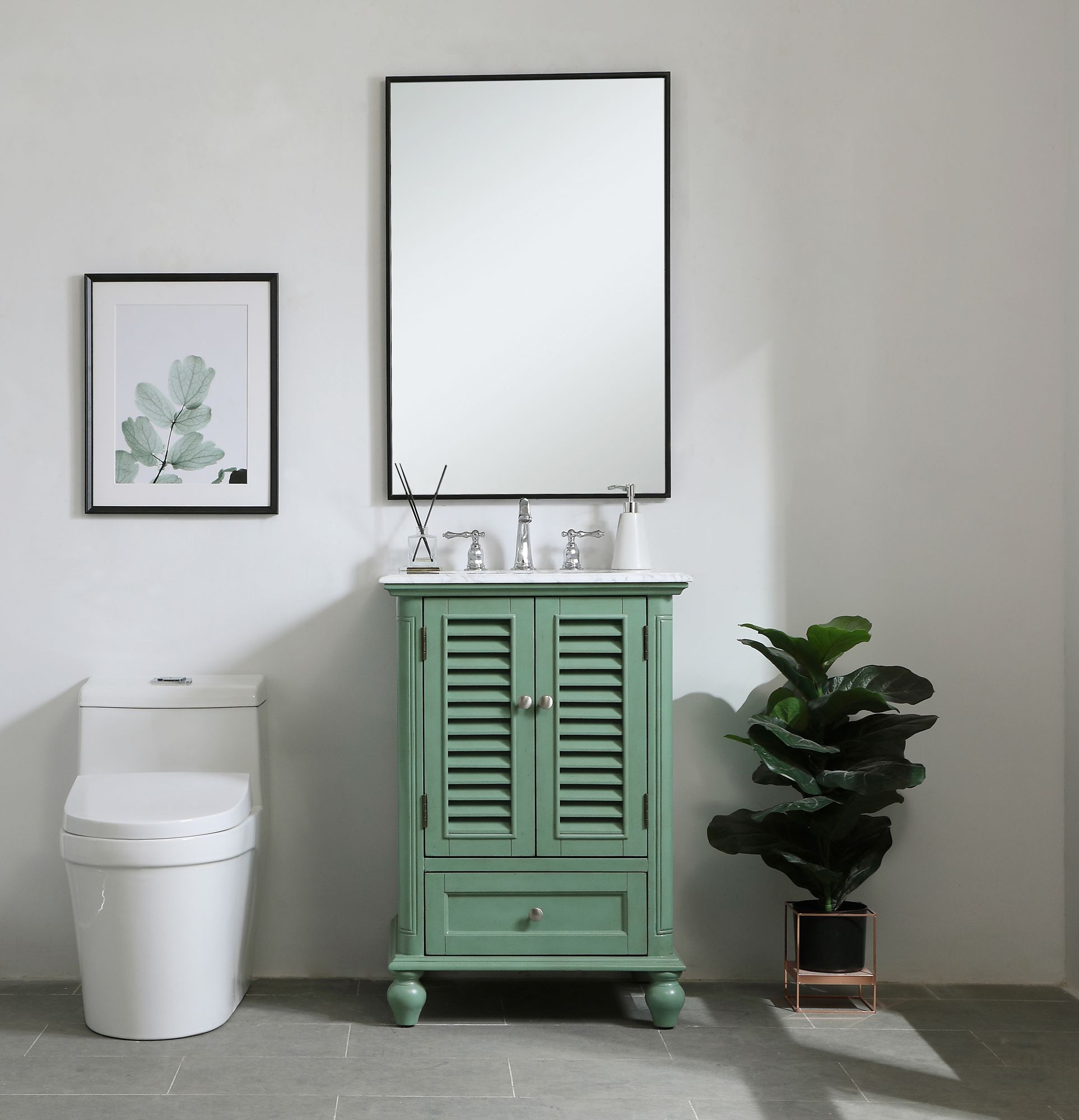 Elegant Rhodes 24 In. Bathroom Vanity In Mint