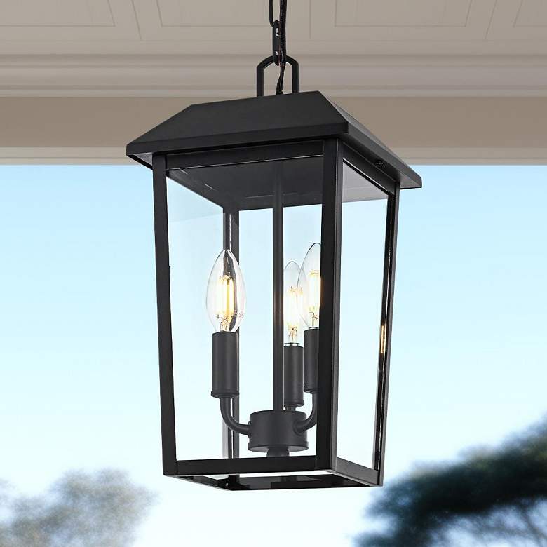 Image 1 Elegant Riggs 8 x 15 inch Outdoor Pendant in Black