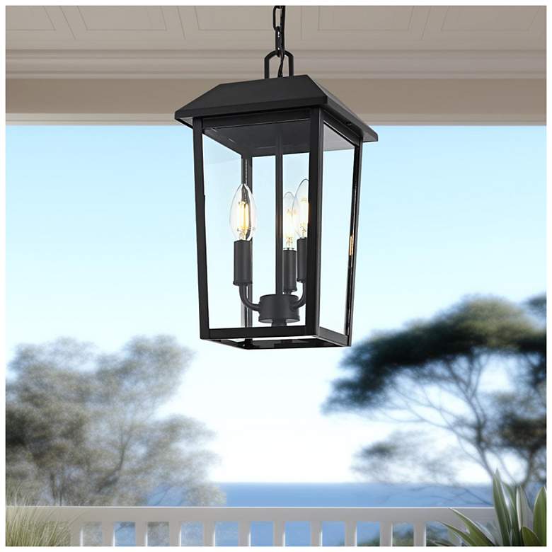Image 3 Elegant Riggs 8 x 15 inch Outdoor Pendant in Black more views