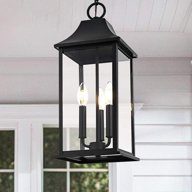 Image 1 Elegant Shepard 8 x 20.5 inch Outdoor Pendant in Black