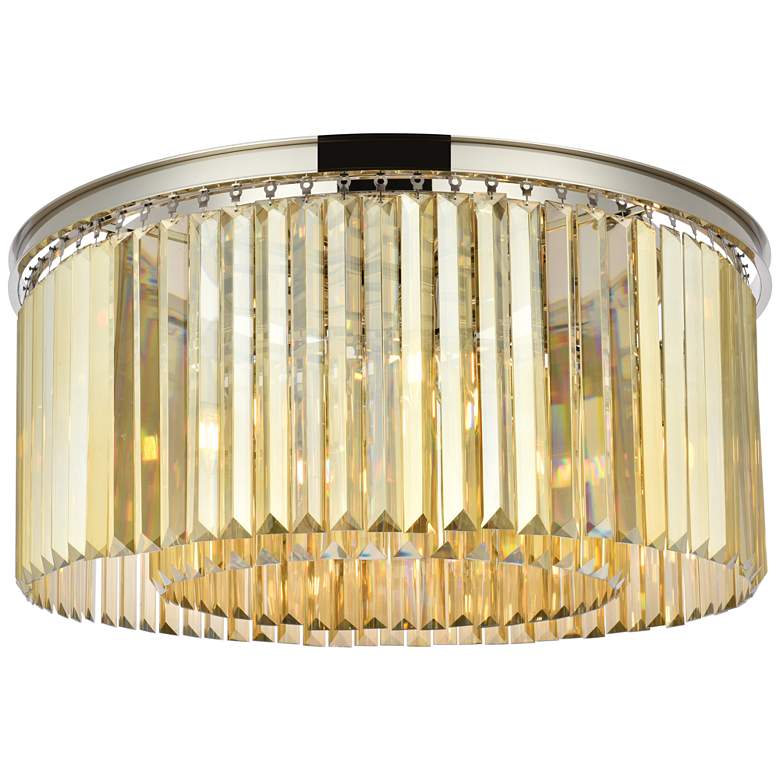 Image 1 Elegant Sydney 8 Lt Ceiling Light - Polished Nickel w/ Golden Teak Crystals