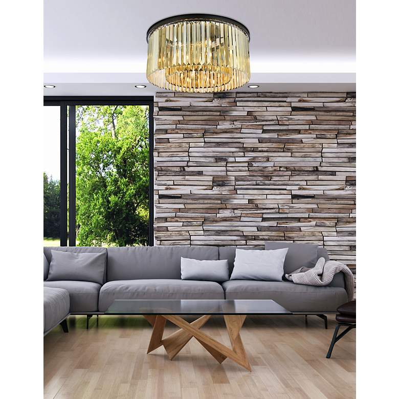 Image 3 Elegant Sydney 8 Lt Flush Mount in Matte Black with Golden Teak Crystals more views