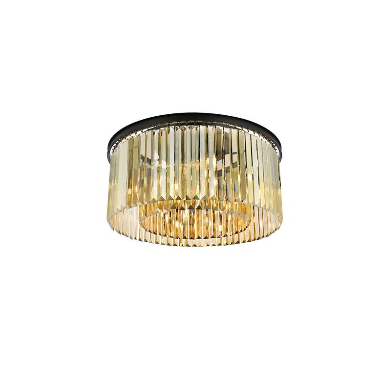 Image 4 Elegant Sydney 8 Lt Flush Mount in Matte Black with Golden Teak Crystals more views