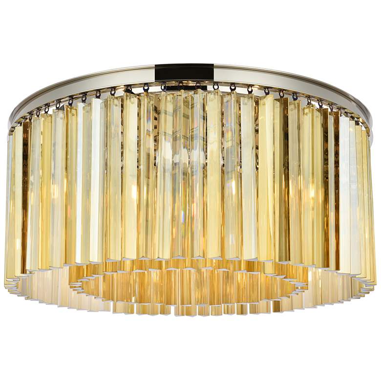 Image 1 Elegant Sydney Ceiling Light in Polished Nickel with Golden Teak Crystals
